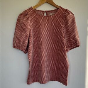 Madewell Floral Jacquard Puff Sleeve Tee Blouse Medium